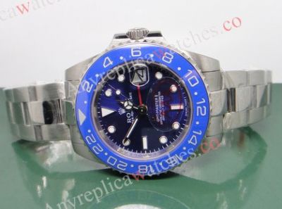 Replica Rolex GMT-Master II Watch SS Blue Ceramic Bezel - 36mm Ladies Size